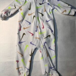 Nike Kids One Piece White with Multicolor Swooshes size 6 months
